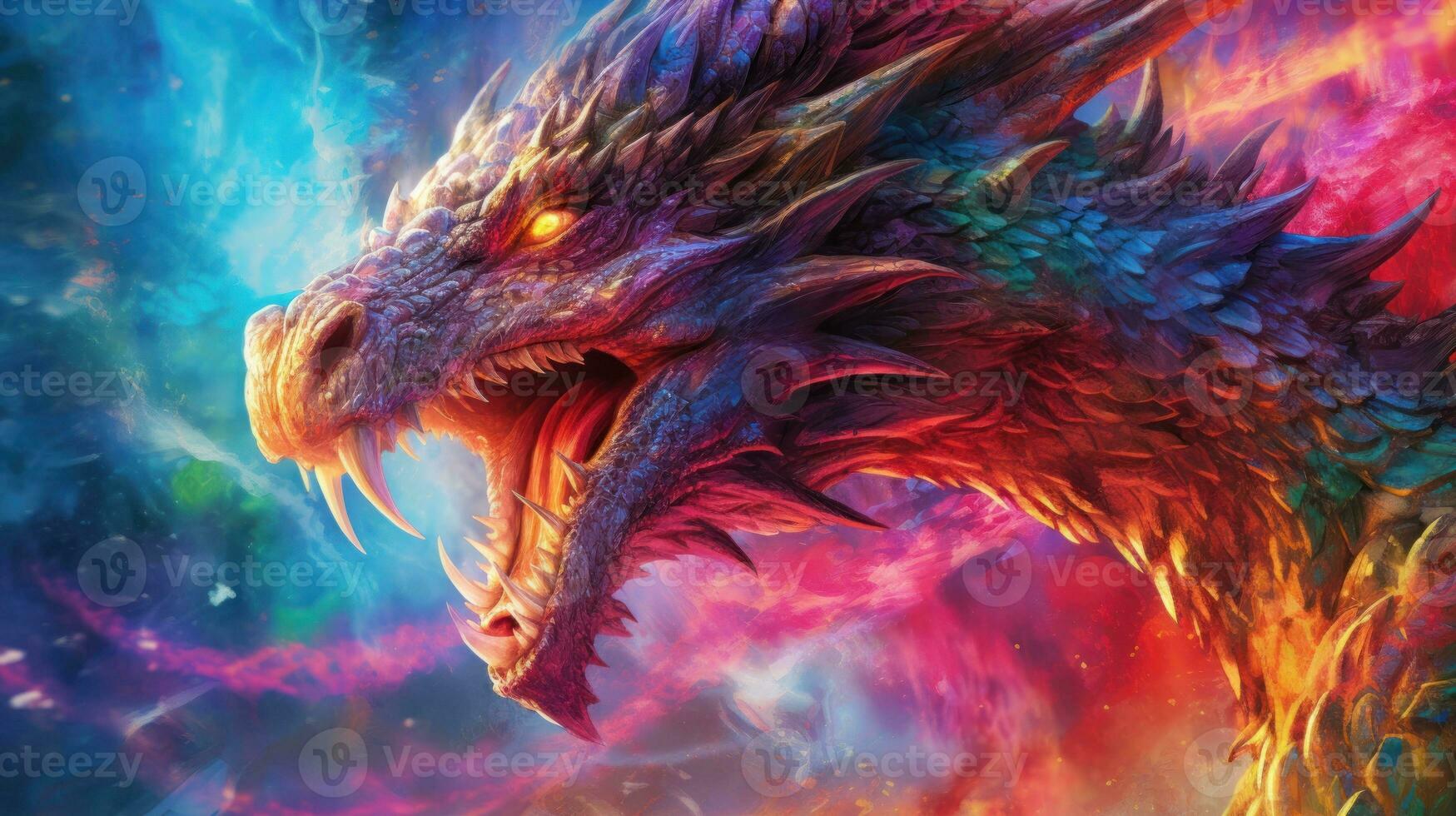Capturing the Excitement and Energy of a Dragon in Bold and Vibrant Colors AI Generated photo