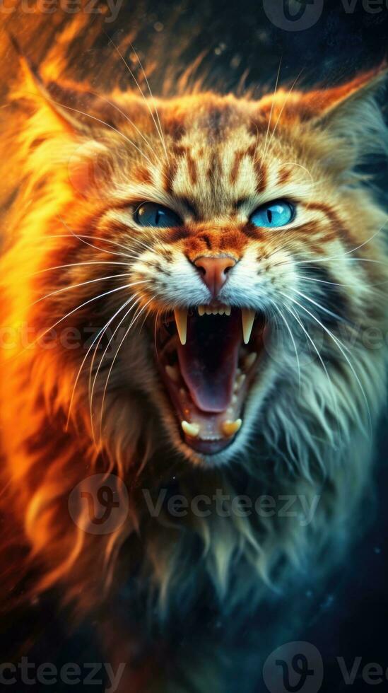 Vibrant Siberian Cat in Action AI Generated photo