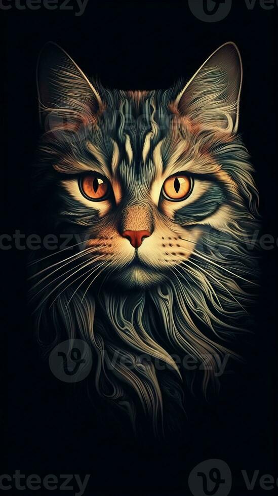 Feline in Focus Dark Bokeh Background Generative AI photo