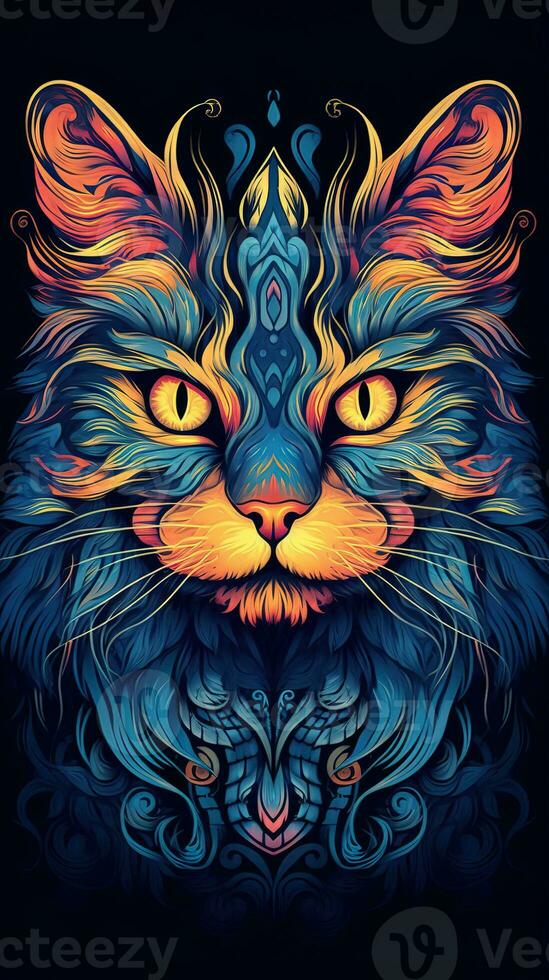 Feline Focus A Cat in Bokeh Style on Dark Background Generative AI photo