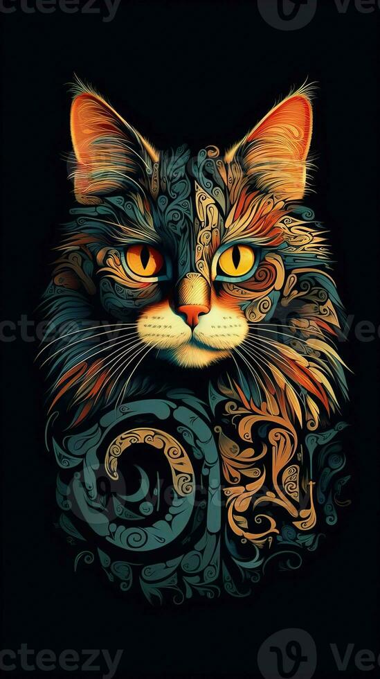 Feline Typography on Dark Background Generative AI photo
