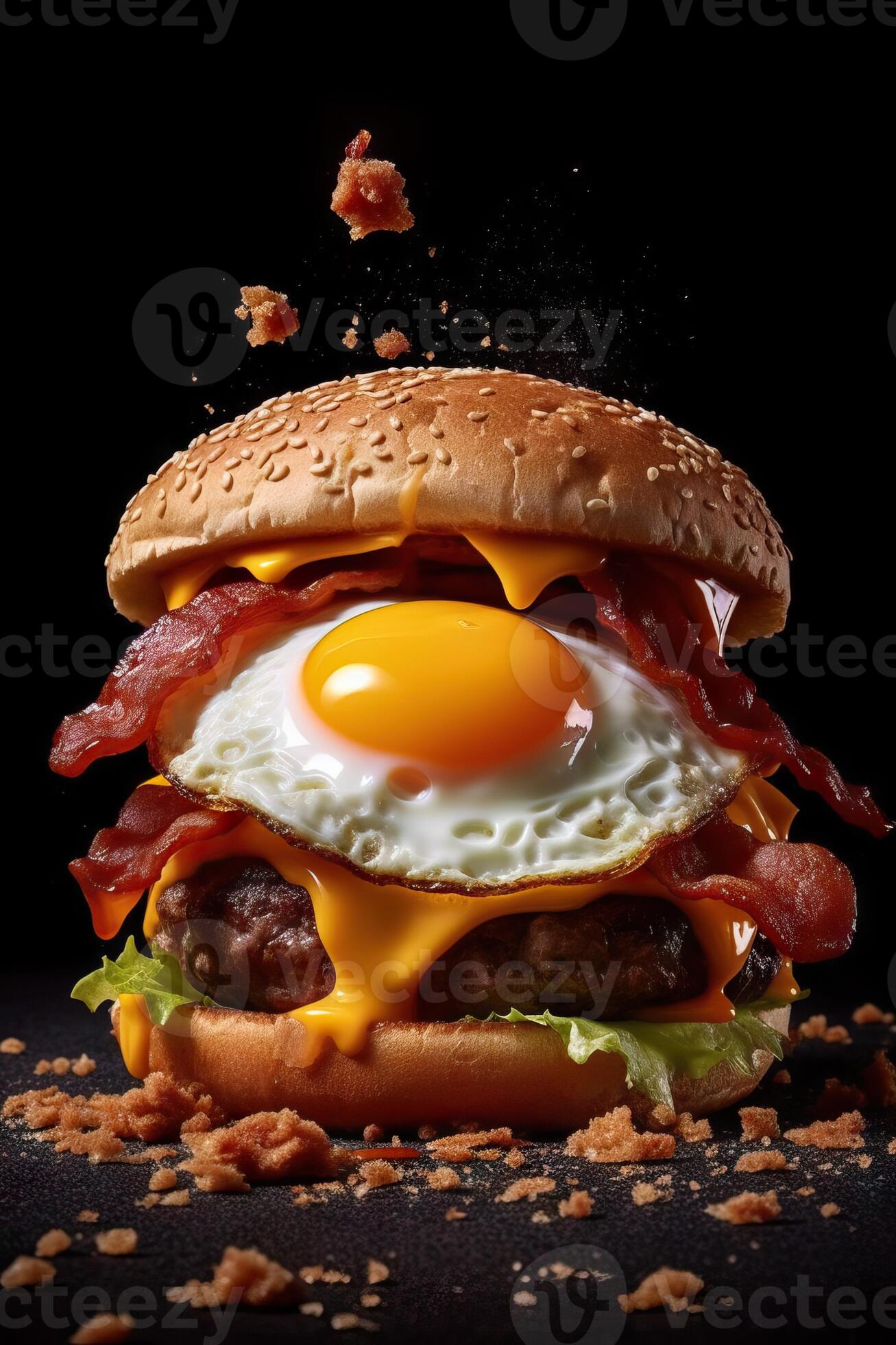 Delicious Cheeseburger with Fried Egg AI Generated 29983162 Stock Photo
