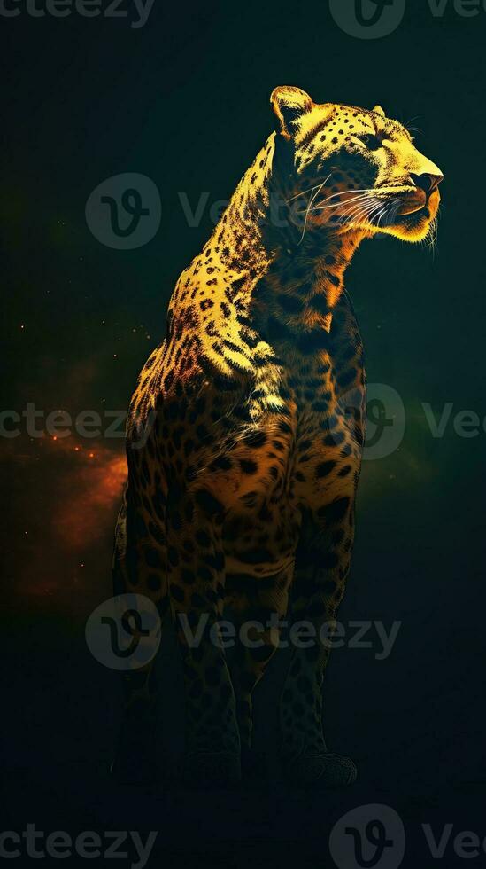 Silhouette of a Cheetah on Dark Background Generative AI photo