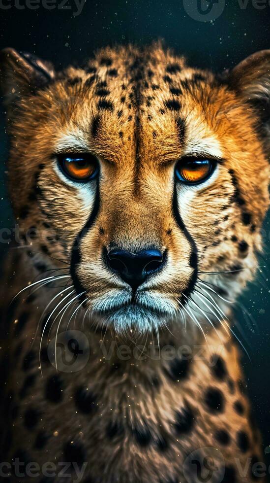 Typography Cheetah on Dark Background Generative AI photo