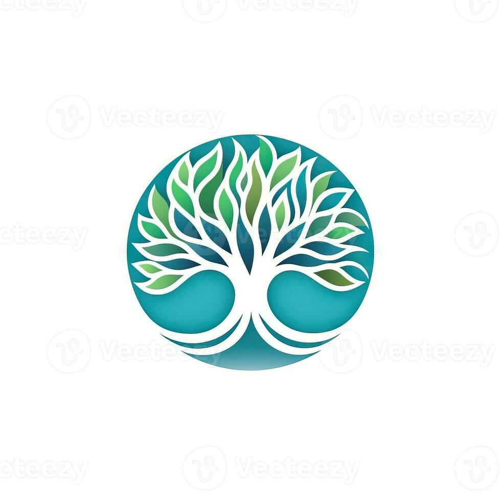 Circular Tree of Life Logo on White Background AI Generated photo