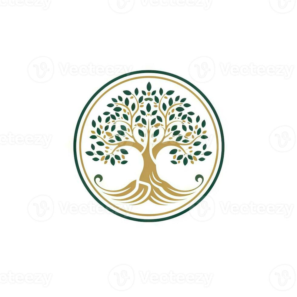 Circular Tree of Life Logo on White Background AI Generated photo