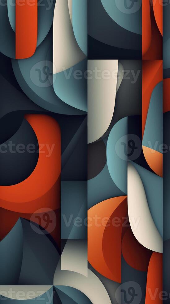 Abstract Artwork with Geometric and Organic Shapes in Contrasting