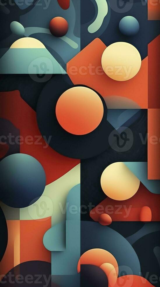 Abstract Artwork with Geometric and Organic Shapes in Contrasting Colors AI Generated photo