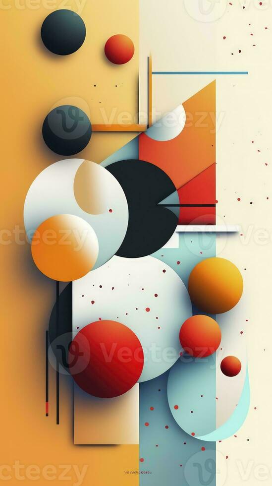 Abstract Artwork with Geometric and Organic Shapes in Contrasting Colors AI Generated photo