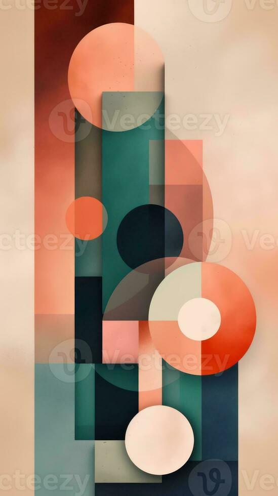 Crafting an Abstract Composition with Irregular Polygons and a Carefully Curated Color Palette Generative AI photo