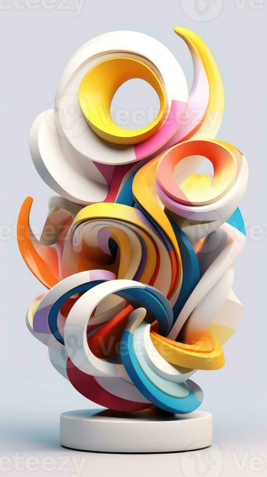 Abstract 3D Sculpture with Colorful Mix of Materials Generative AI photo