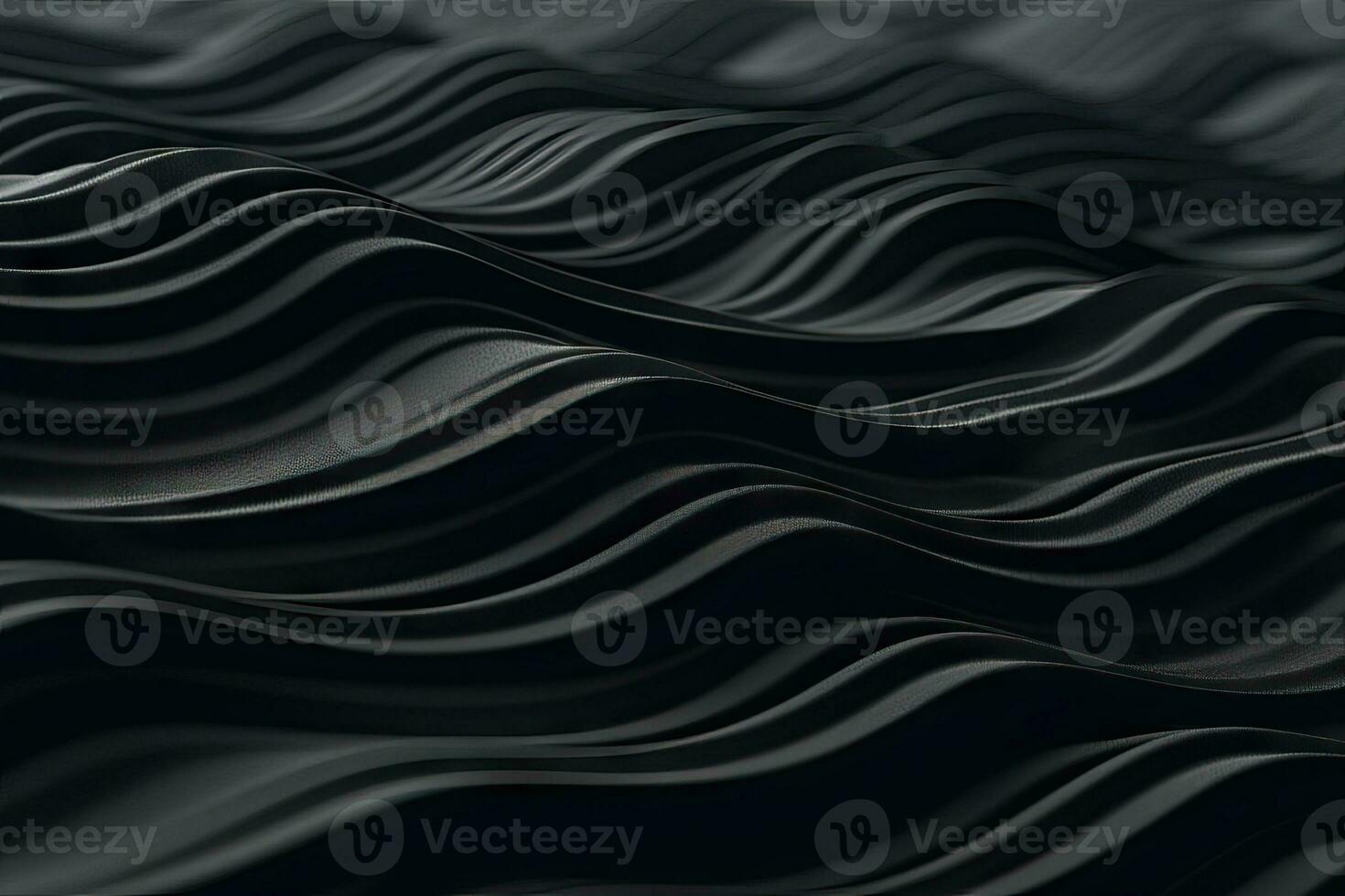 Dark Abstract Background with Black 3D Rippling Waves AI Generated photo