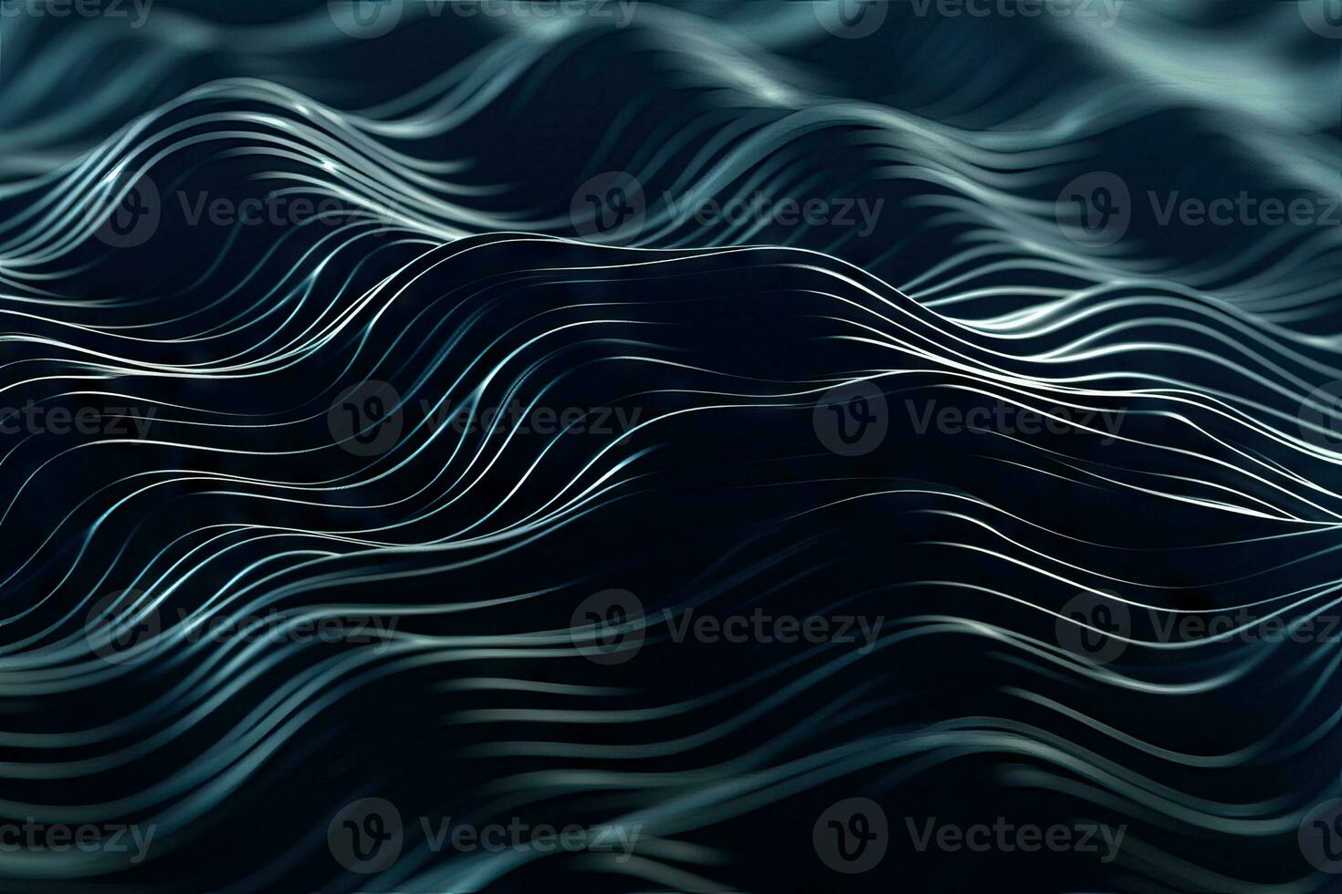 Dark Abstract Background with Black 3D Rippling Waves AI Generated photo
