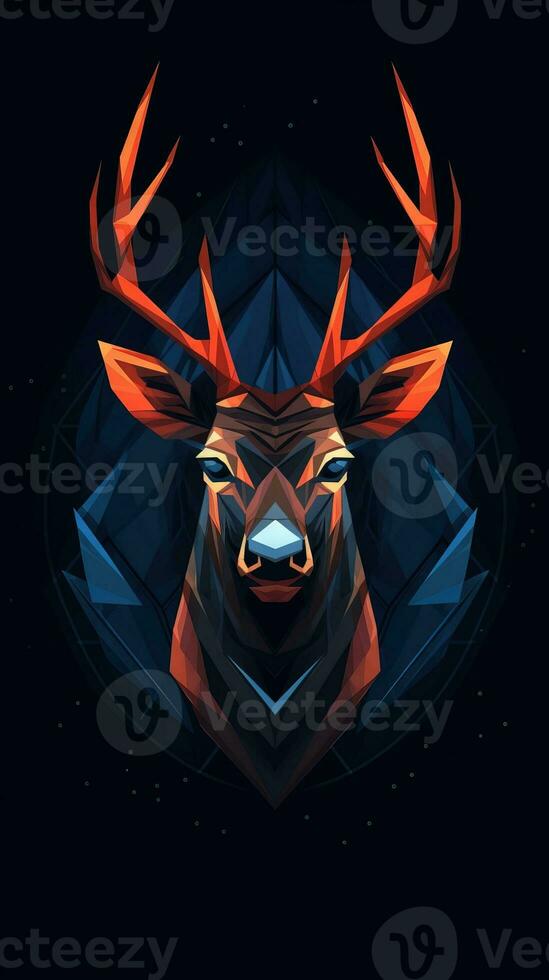 Minimalist Deer on Dark Background Generative AI photo