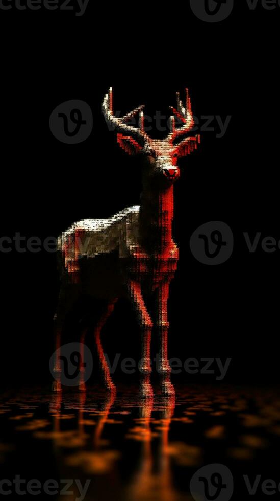 Pixelated Deer in Focus Generative AI photo