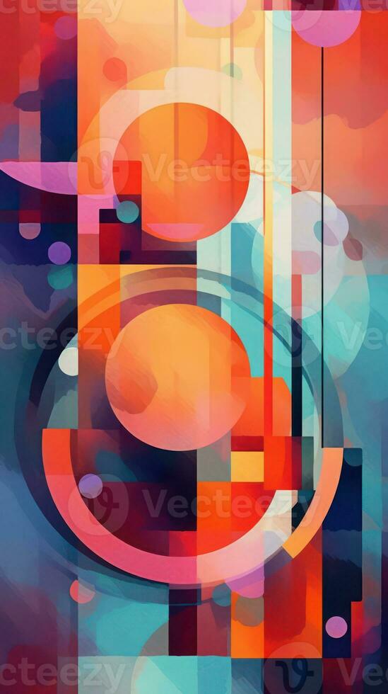 Organic and Geometric Shapes in Vibrant Combination Generative AI photo
