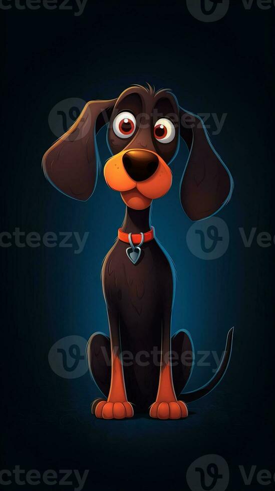 Illustrated Dog on Dark Background Generative AI photo