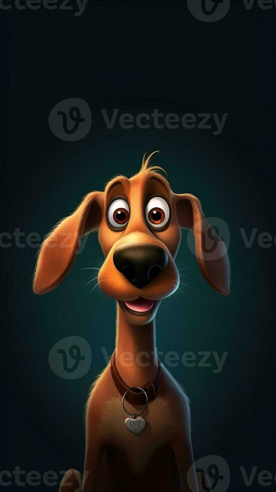 Illustrated Dog on Dark Background Generative AI photo