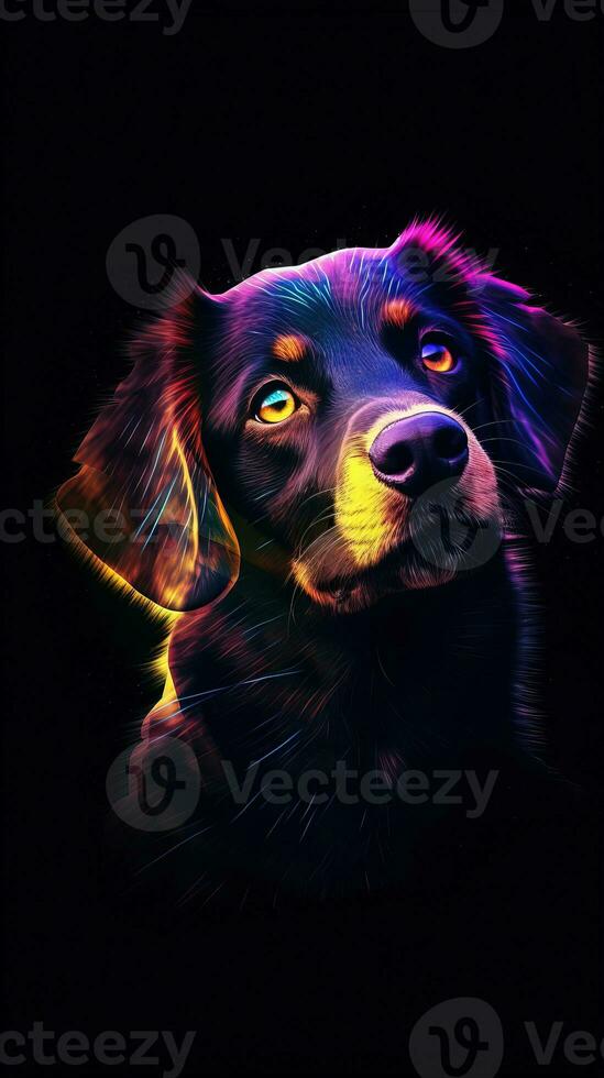Glitchy Dog on Dark Background Generative AI photo