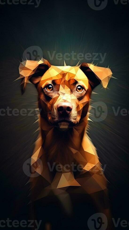 Low Poly Dog on Dark Background Generative AI photo