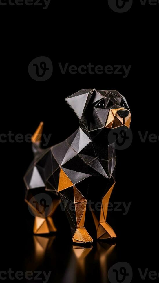 Origami Dog on Dark Background Generative AI photo