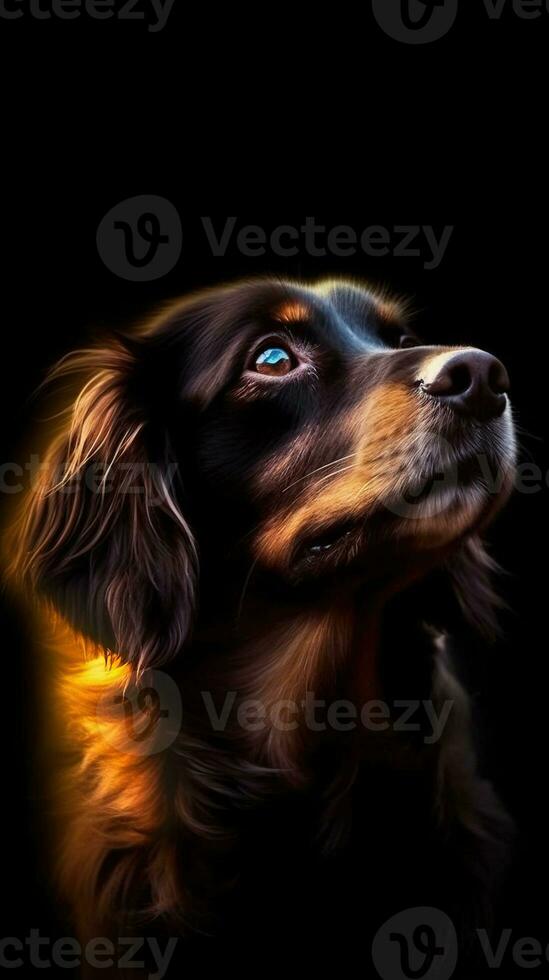 Pop Art Dog on Dark Background Generative AI photo