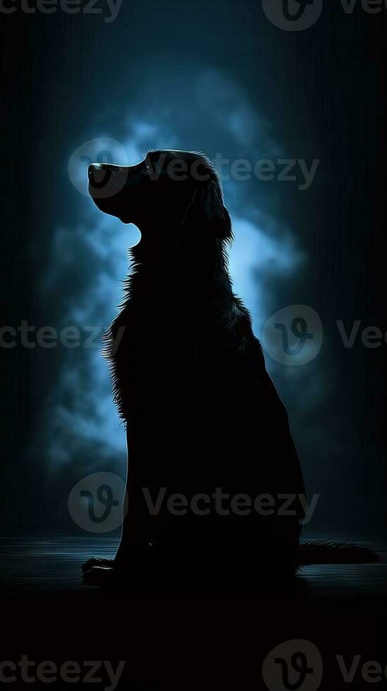 Silhouette of a Dog on Dark Background Generative AI photo