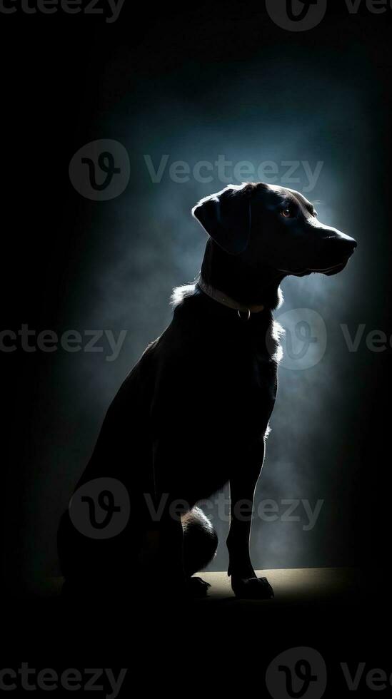 Silhouette of a Dog on Dark Background Generative AI photo