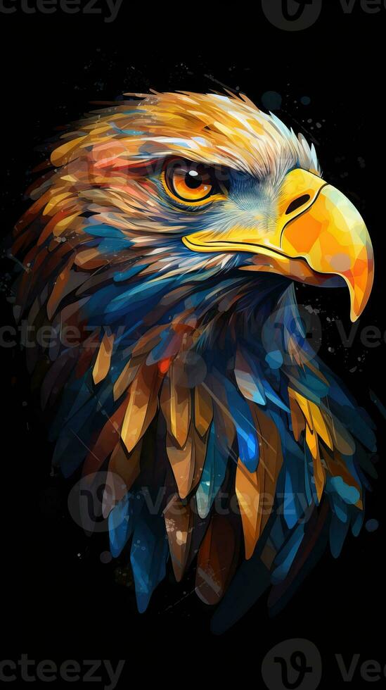 Abstract Eagle on Dark Background AI Generated photo