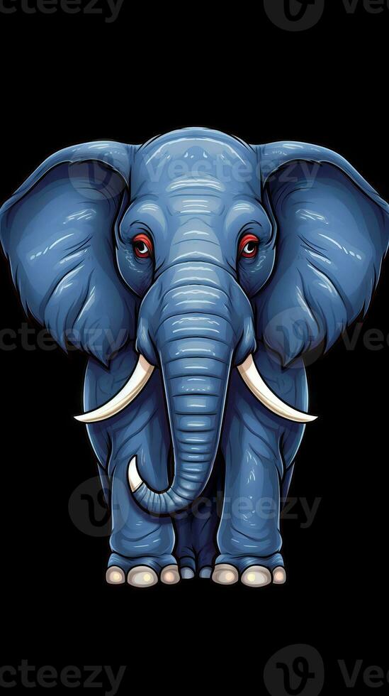 Illustrated Elephant on Dark Background Generative AI photo