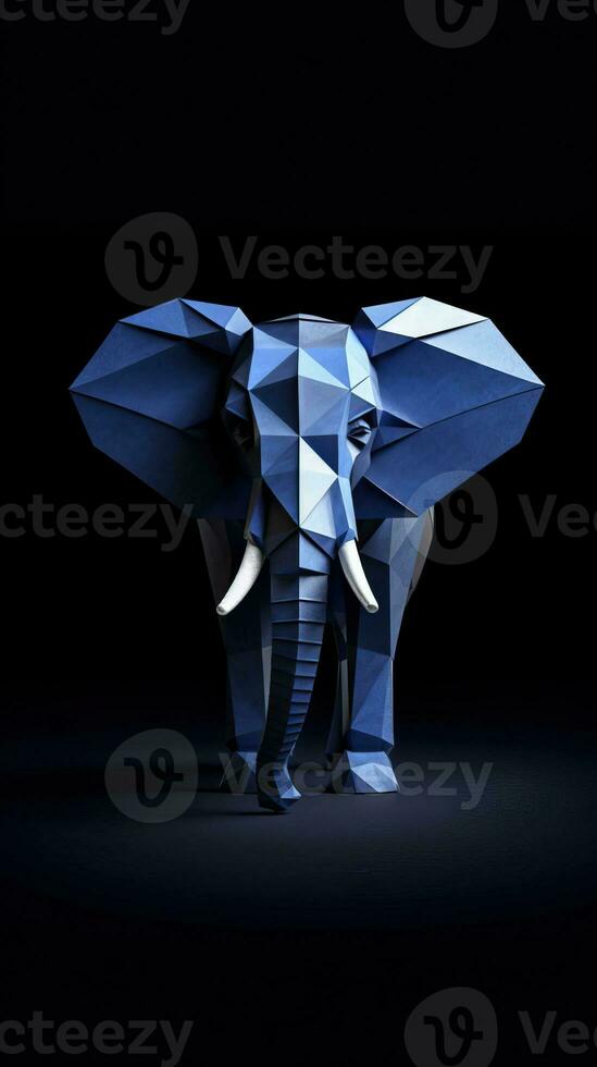 Origami Elephant on Dark Background Generative AI photo