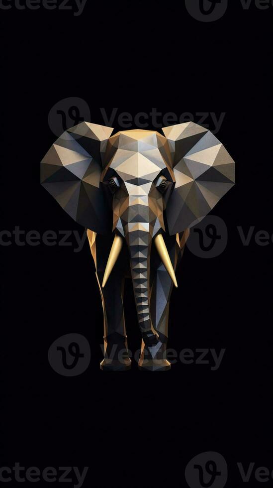 Origami Elephant on Dark Background Generative AI photo