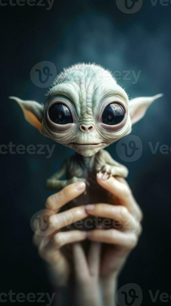 Extraordinary Portrait of Unknown Adorable Alien Species AI Generated photo