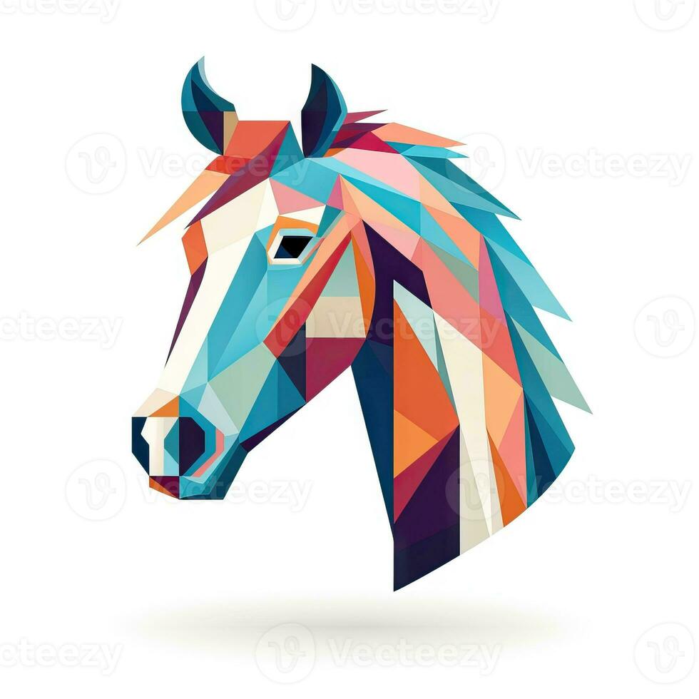 Modern and Minimalistic Geometric Horse Head on White Background AI Generated photo