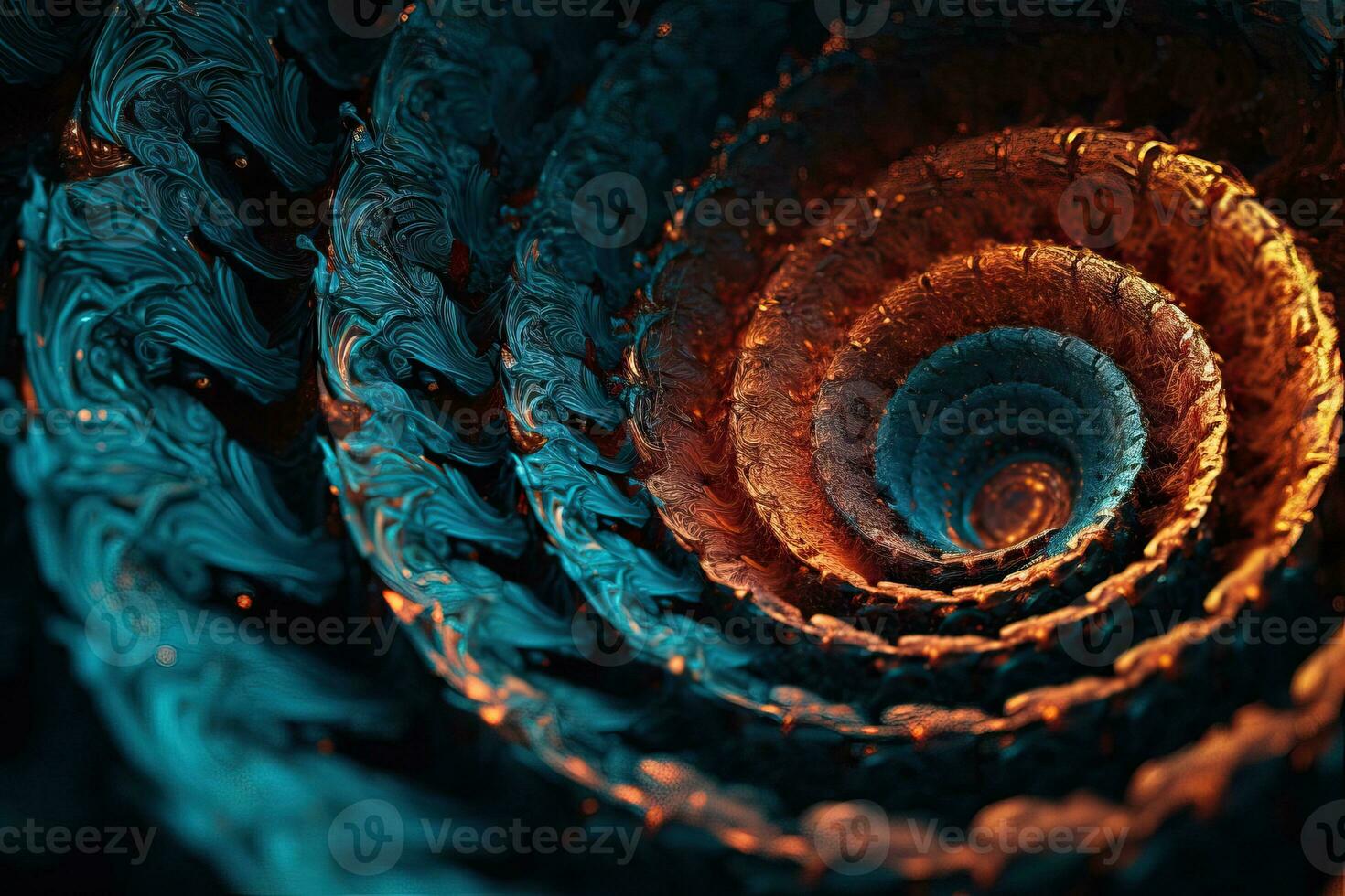 Abstract Fractal Patterns and Spirals in Highly Detailed Cinematic Shot AI Generated photo