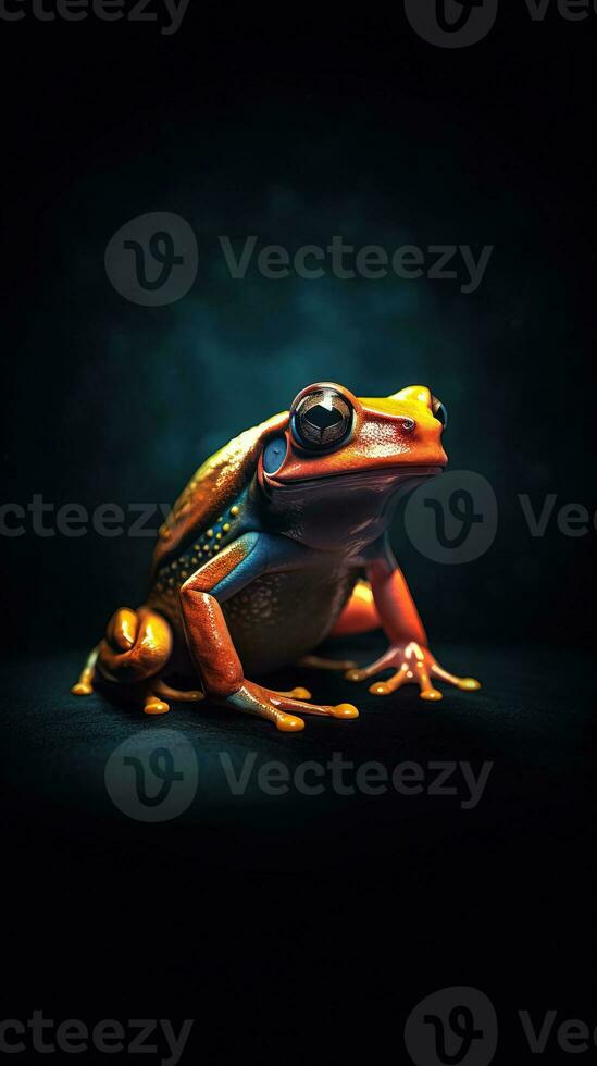 Minimalist Frog on Dark Background Generative AI 29984328 Stock Photo
