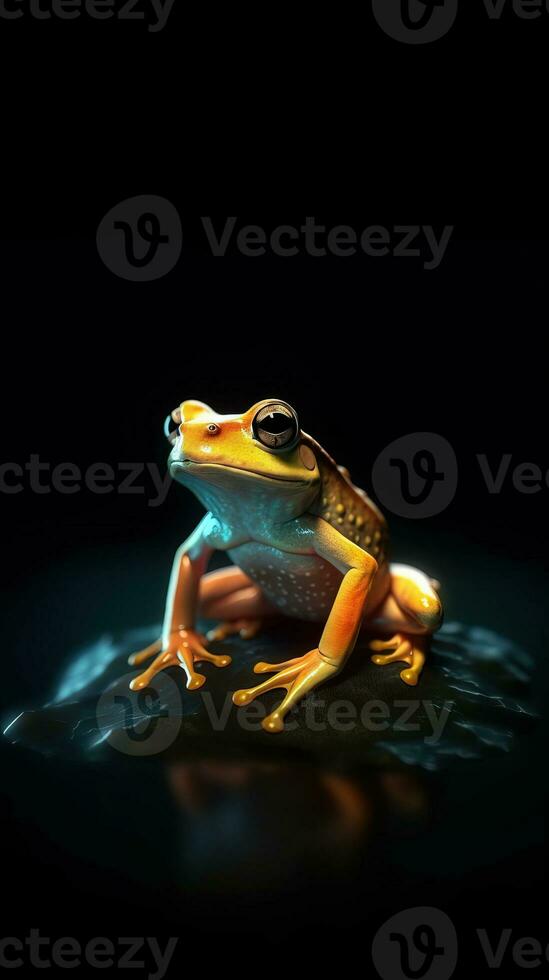 Minimalist Frog on Dark Background Generative AI photo