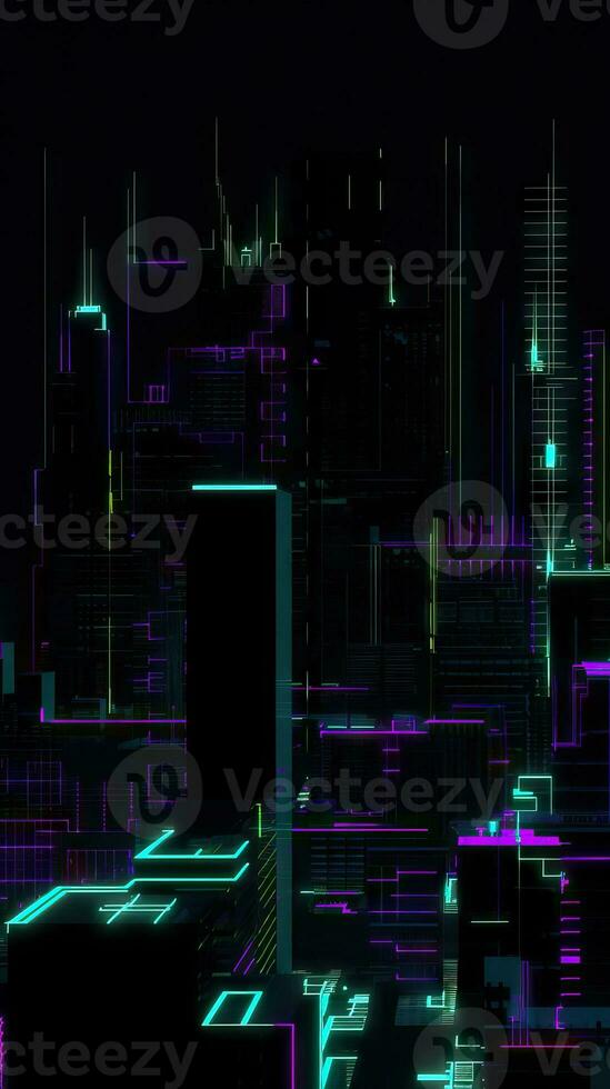 Vibrant Glitch and Chaos with Neon Colors AI Generated photo