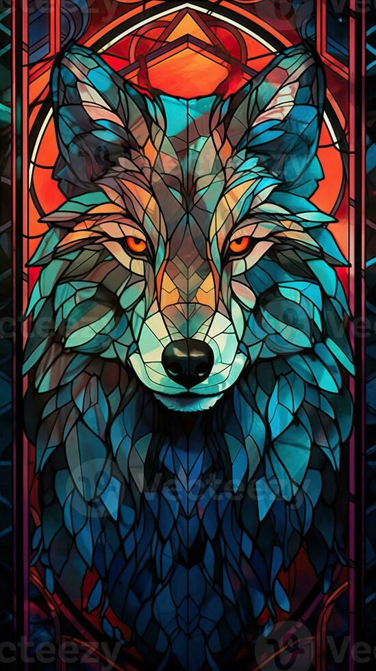 Stained Glass on Dark Background Generative AI photo
