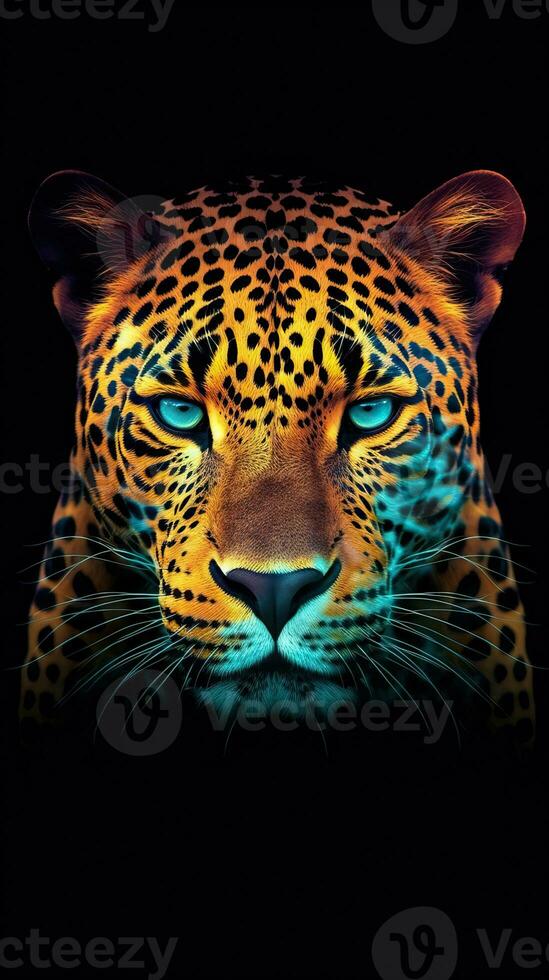Abstract Jaguar on Dark Background AI Generated photo