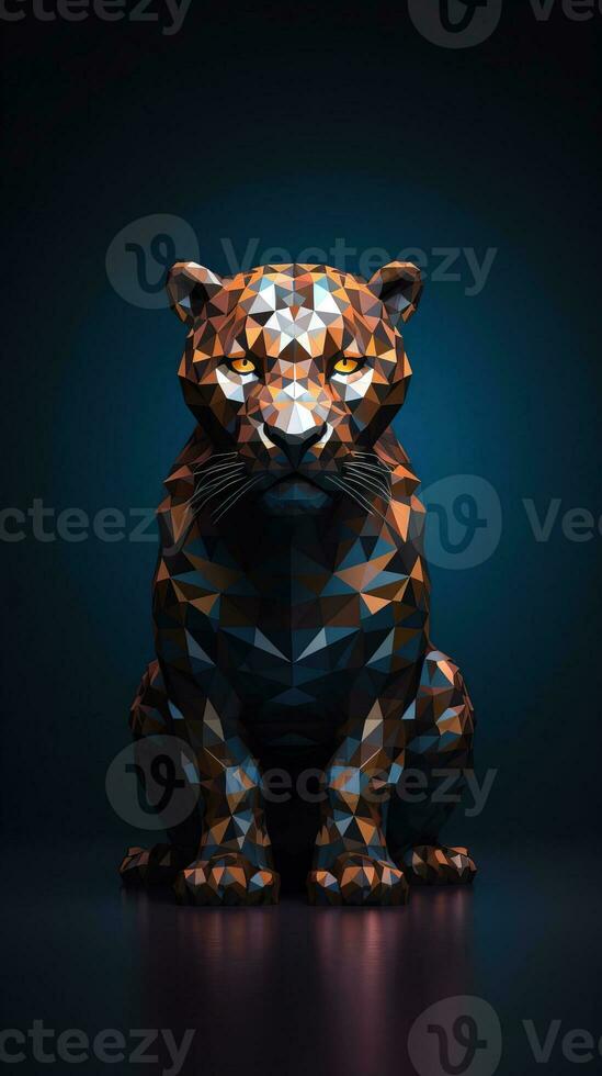 Origami Jaguar on Dark Background Generative AI photo
