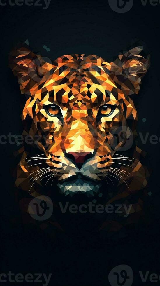 Pixelated Leopard in Focus Generative AI photo