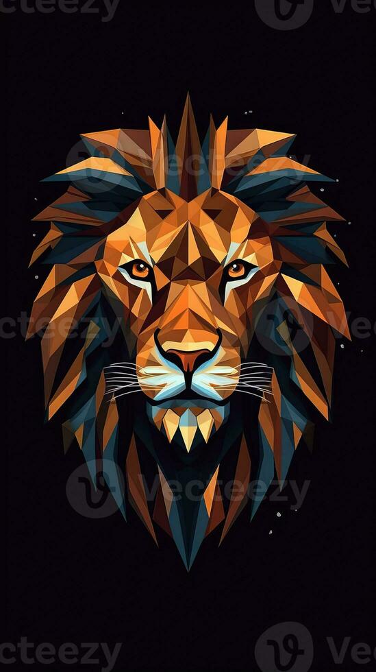 Minimalist Lion on Dark Background Generative AI photo
