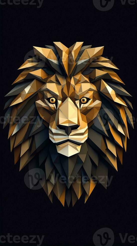 Origami Lion on Dark Background Generative AI photo