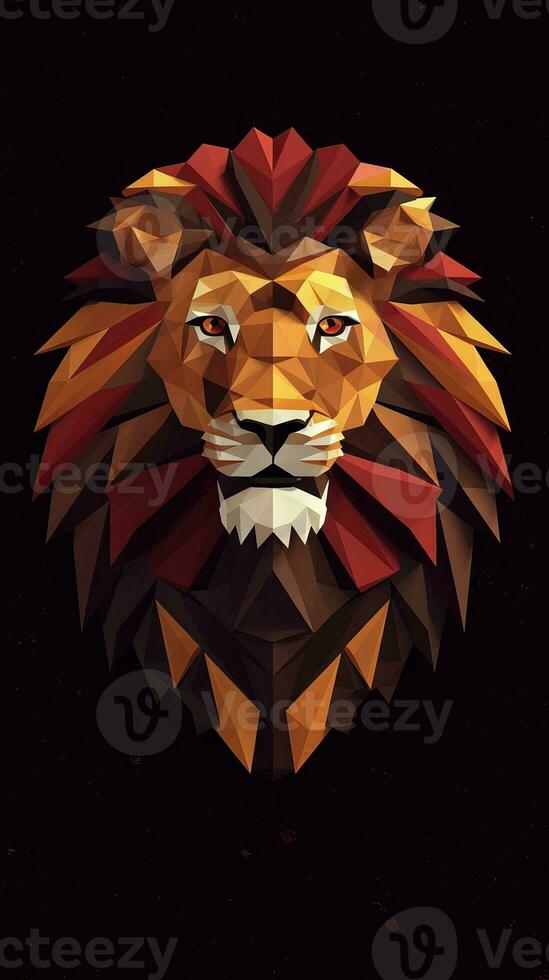 Origami Lion on Dark Background Generative AI photo