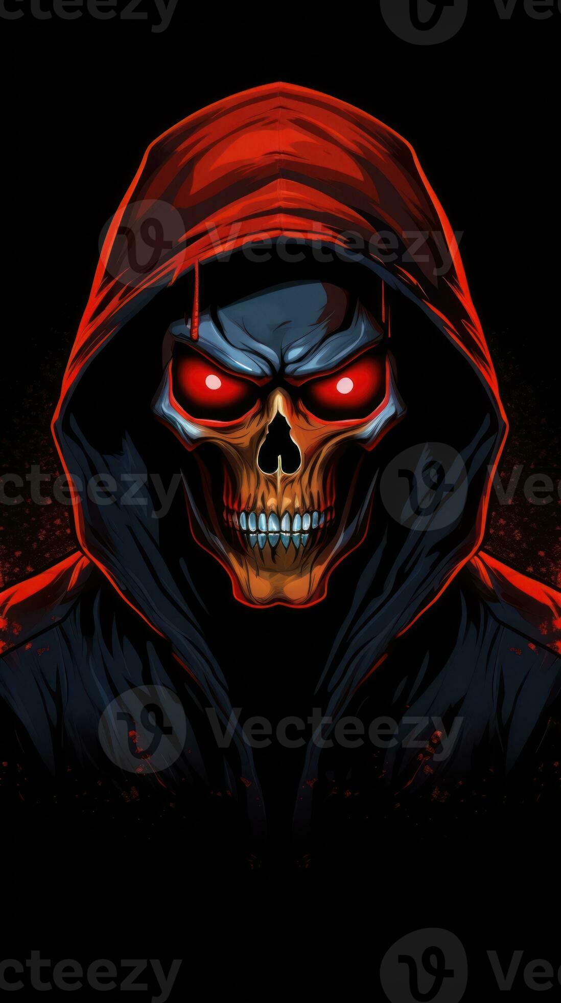 Red Skull Wearing Black Hoodie Logo AI Generated 29985573 Stock Photo ...