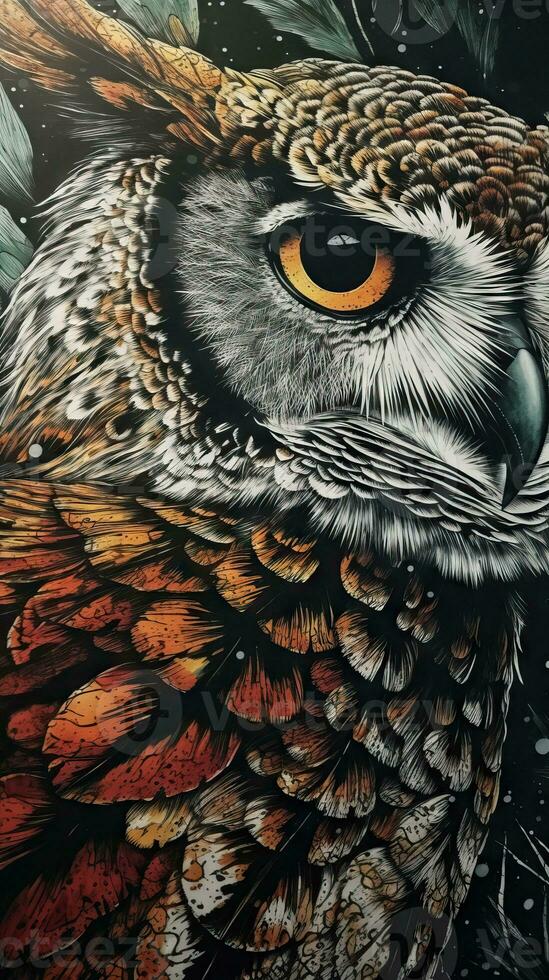 Closeup Illustration of a Pigmy Owl Using Black Micron Ink Pens for Crosshatching AI Generated photo