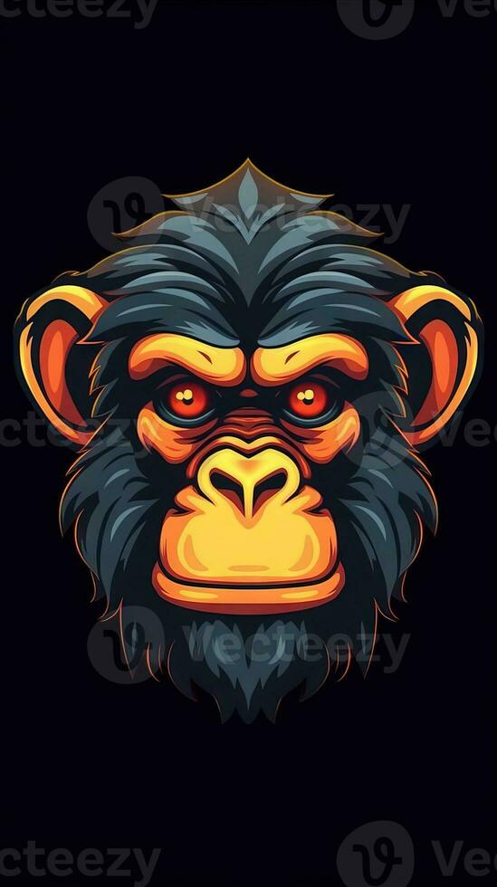 Mischievous Monkey on Dark Background Generative AI photo