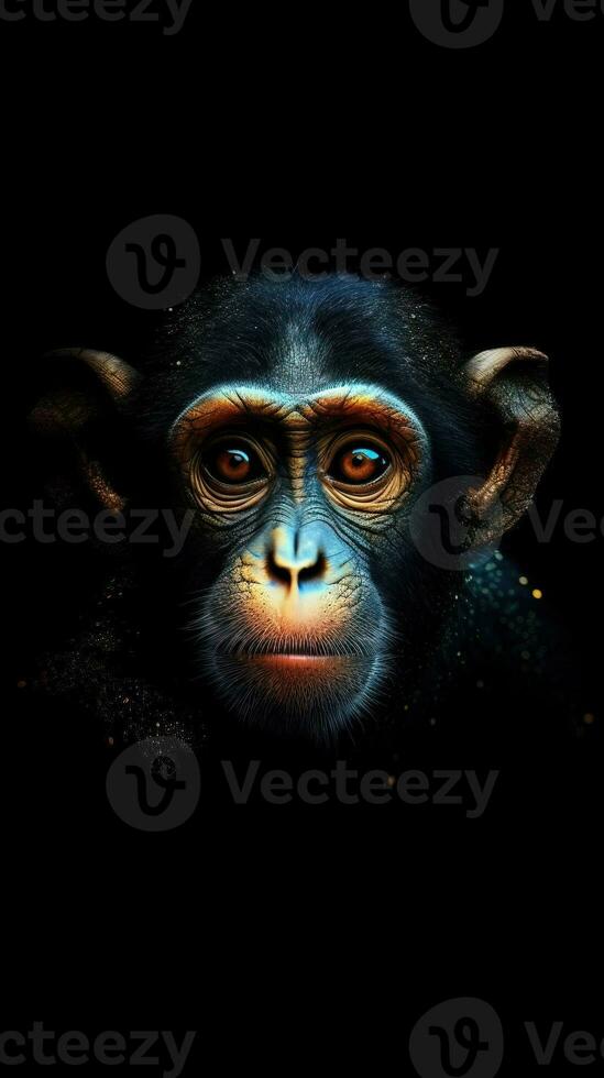 Glitchy Monkey on Dark Background Generative AI photo