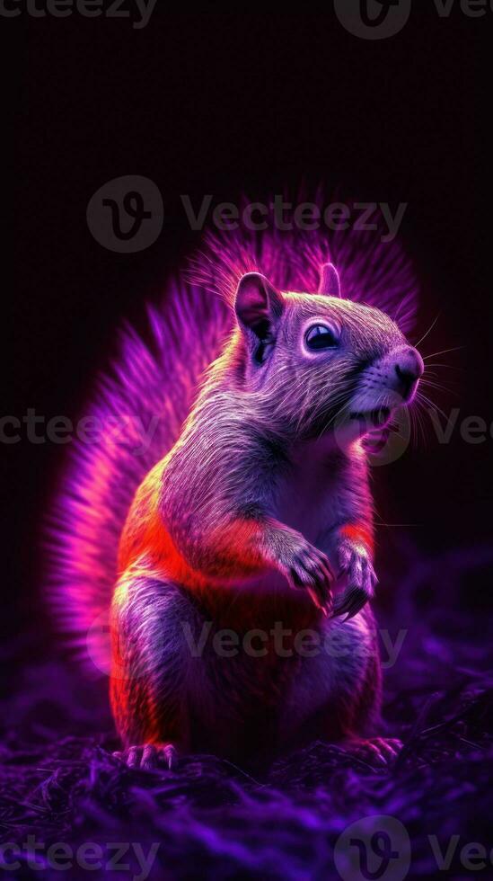 Mesmerizing Chaos Neon Purple and Neon Orange Composition with Dramatic Lighting AI Generated photo